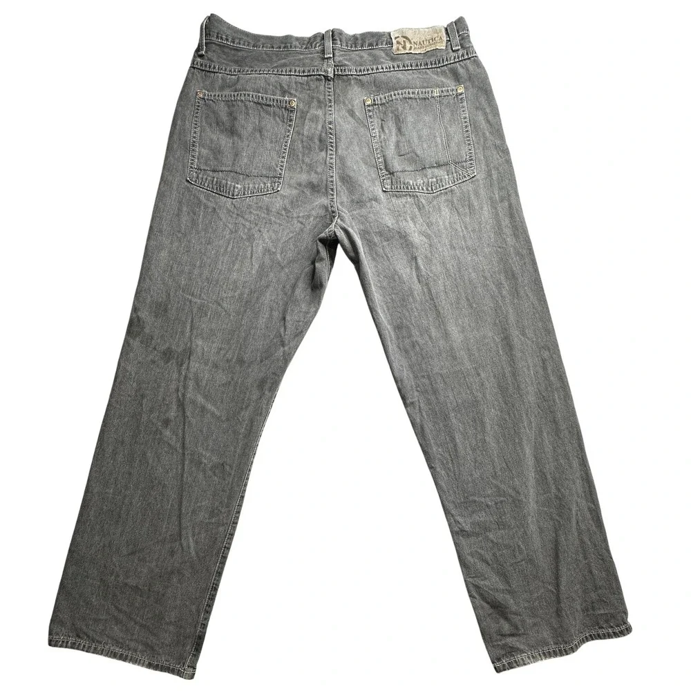 VTG Nautica Jeans Company Jeans Mens 36x32‎ Gray Denim Straight Leg Paint Marks